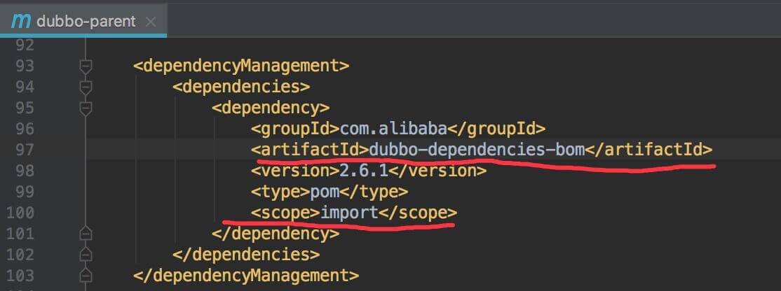 引入 dubbo-dependencies-bom 文件